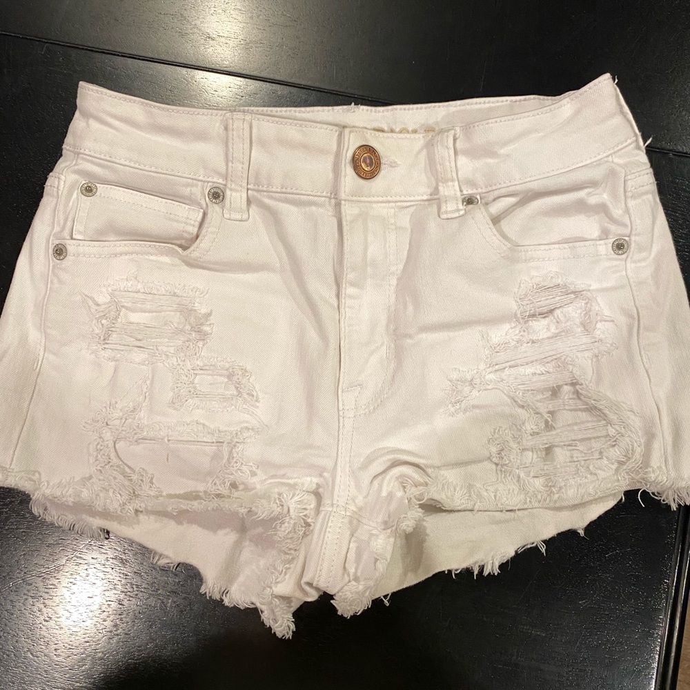 American Eagle white denim shorts.